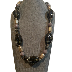 black ,Gold and Beige Necklace